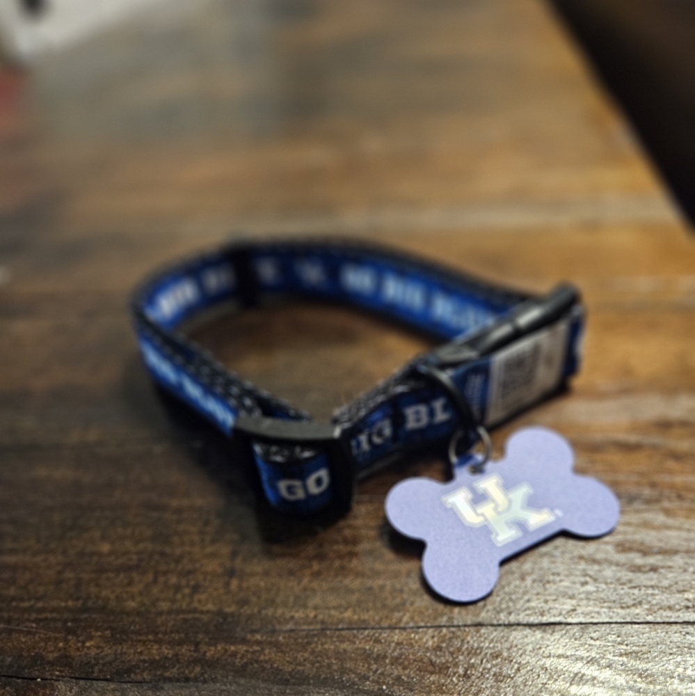 Blue Dog Collar with University Of Kenticky Tag
